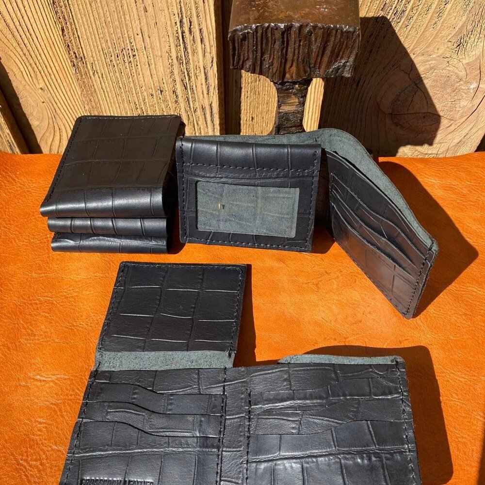 "The Reptile" Full Size Black  Embossed Leather Wallet